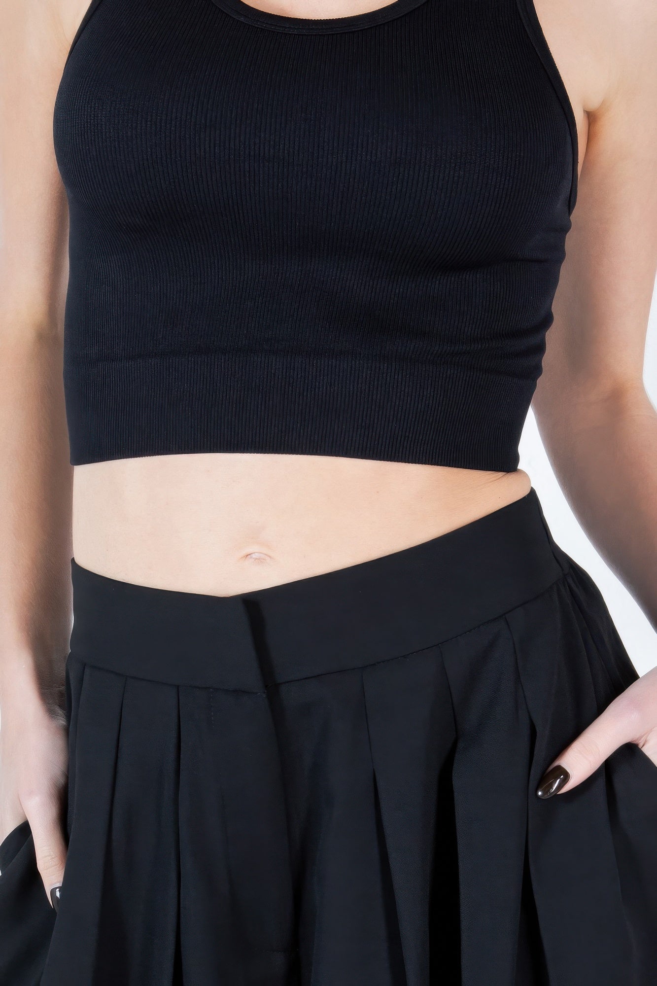 Large Hem Wide Leg Pleated Solid Pants - Tigbul's Variety Fashion Shop