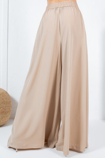 Large Hem Wide Leg Pleated Solid Pants - Tigbul's Variety Fashion Shop