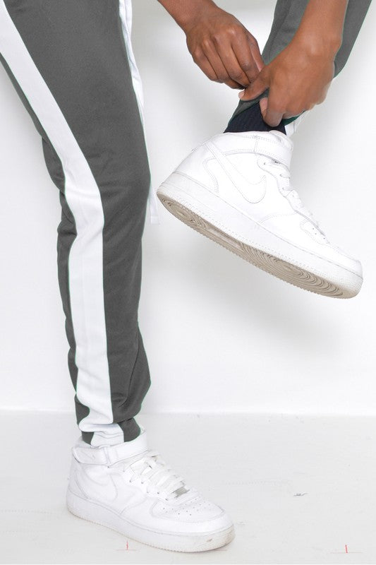 Men's Track Pants with Ankle Zipper and a Solid Side Stripe - Tigbul's Variety Fashion Shop