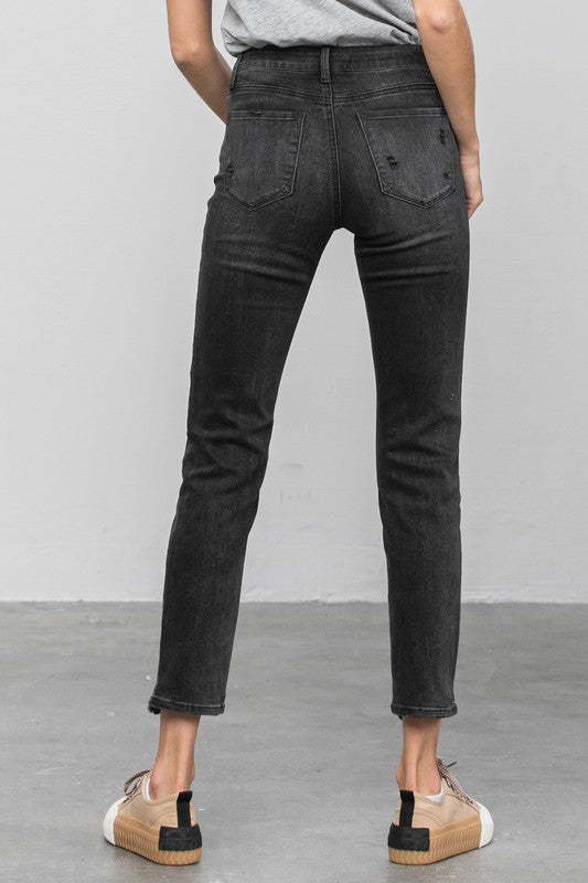 Mid Rise Distressed Straight Jeans - Tigbul's Variety Fashion Shop