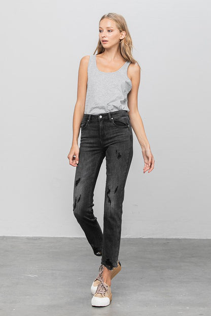 Mid Rise Distressed Straight Jeans - Tigbul's Variety Fashion Shop