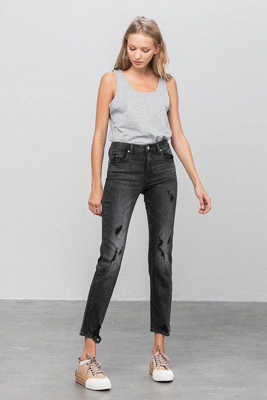Mid Rise Distressed Straight Jeans - Tigbul's Variety Fashion Shop