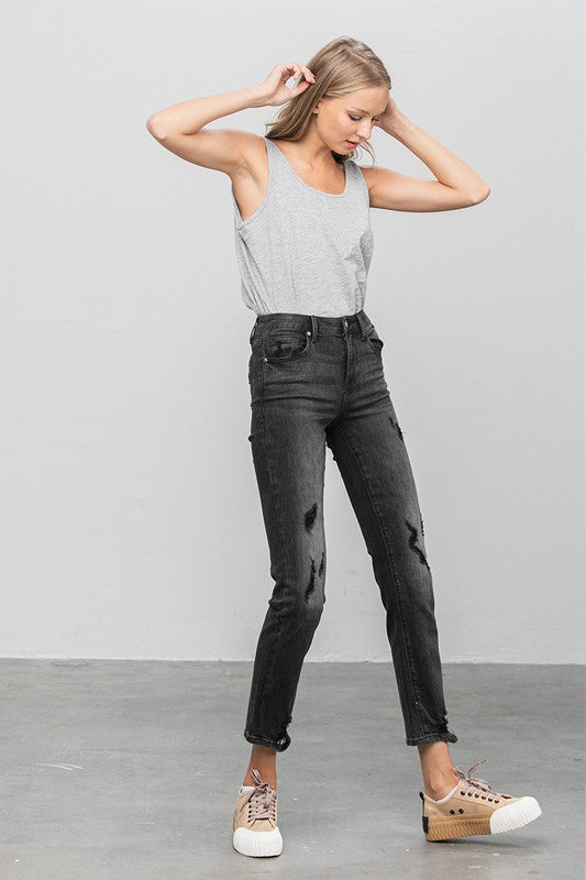 Mid Rise Distressed Straight Jeans - Tigbul's Variety Fashion Shop
