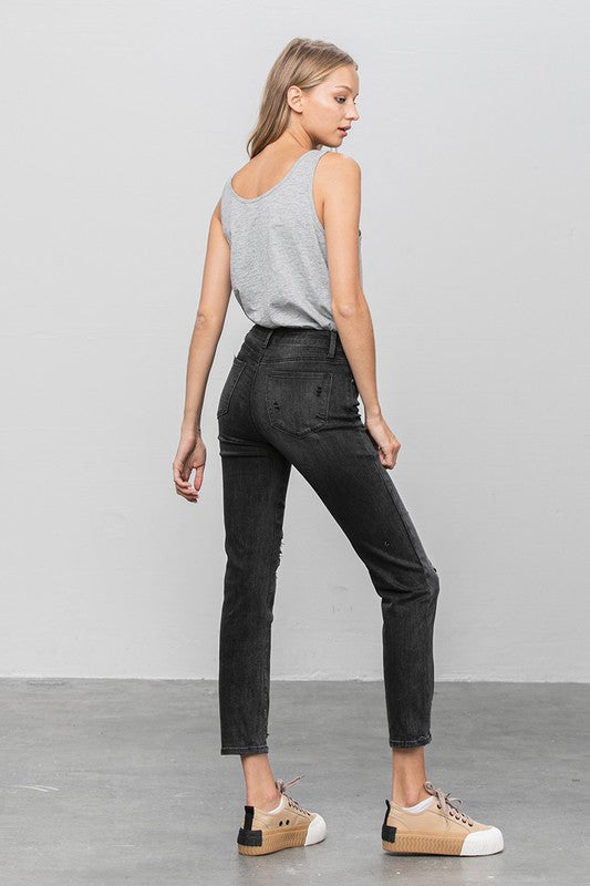 Mid Rise Distressed Straight Jeans - Tigbul's Variety Fashion Shop