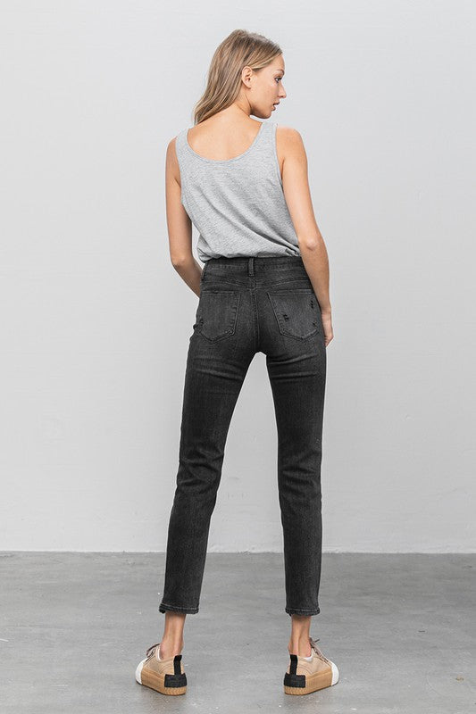 Mid Rise Distressed Straight Jeans - Tigbul's Variety Fashion Shop