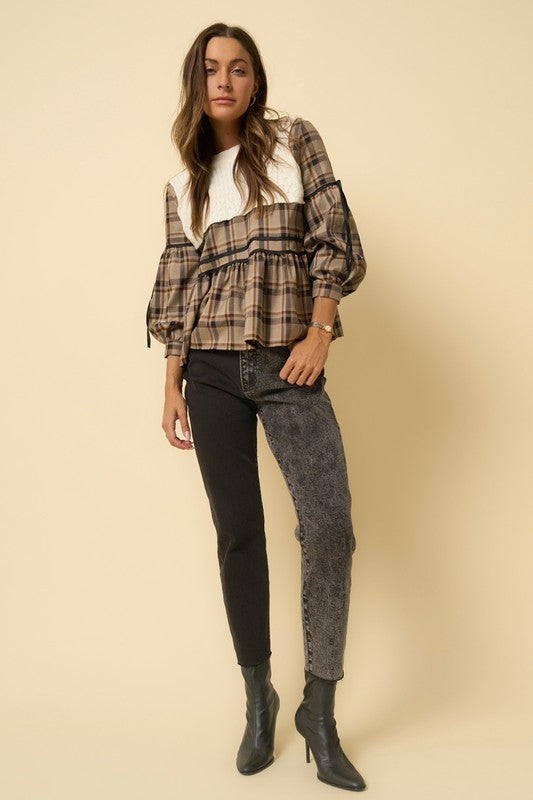 Raw Hem Black Contrast Wash Mom Jeans - Tigbul's Variety Fashion Shop