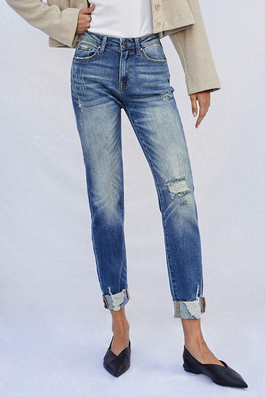 Raw Hem Boyfriend Jeans - Tigbul's Variety Fashion Shop