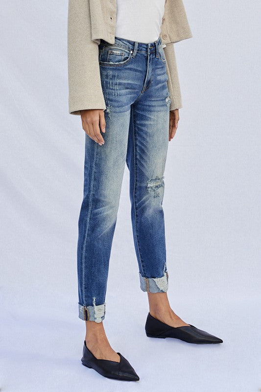 Raw Hem Boyfriend Jeans - Tigbul's Variety Fashion Shop
