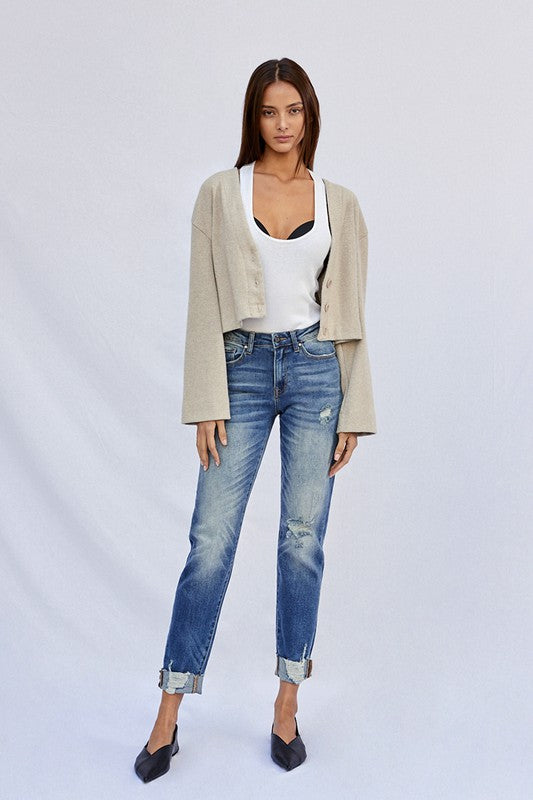 Raw Hem Boyfriend Jeans - Tigbul's Variety Fashion Shop