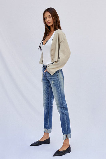 Raw Hem Boyfriend Jeans - Tigbul's Variety Fashion Shop