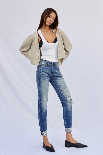 Raw Hem Boyfriend Jeans - Tigbul's Variety Fashion Shop