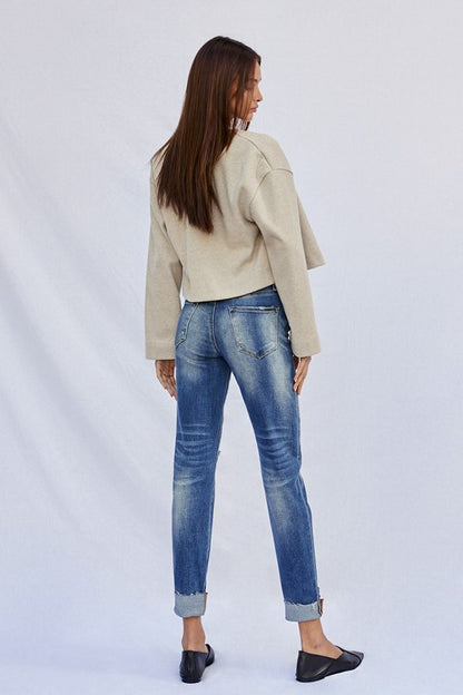 Raw Hem Boyfriend Jeans - Tigbul's Variety Fashion Shop
