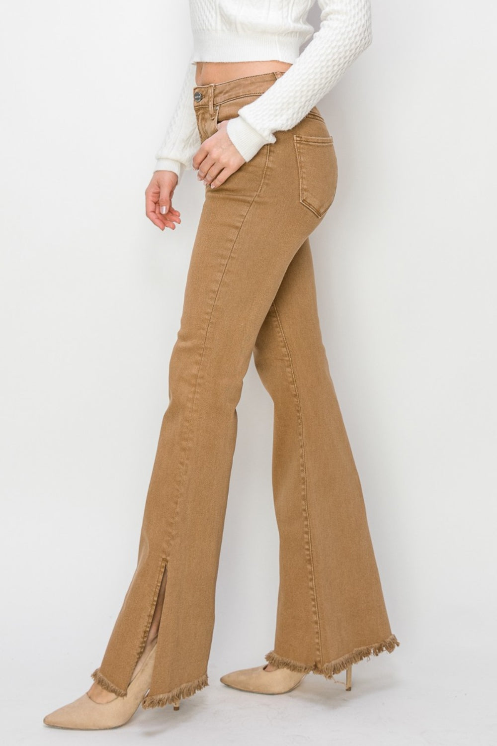 RISEN Bailey Full Size High Waist Side Slit Flare Jeans - Tigbul's Variety Fashion Shop