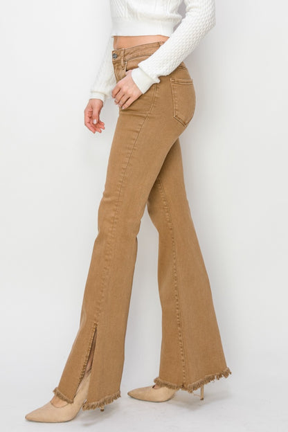 RISEN Bailey Full Size High Waist Side Slit Flare Jeans - Tigbul's Variety Fashion Shop