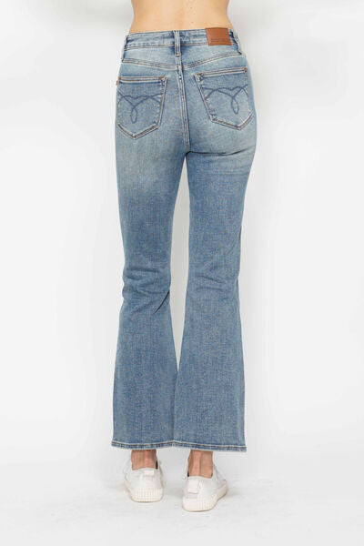 Tummy Control Back Embroidered Pocketed Bootcut Jeans - Tigbul's Variety Fashion Shop