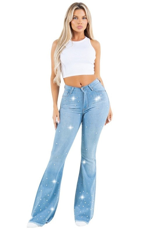 Vegas Glam Bell Bottom Light Wash - Inseam 32 - Tigbul's Variety Fashion Shop