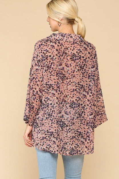 Animal Print Button Down Lapel Collar Shirt With Chest Pocket - Tigbul's Variety Fashion Shop