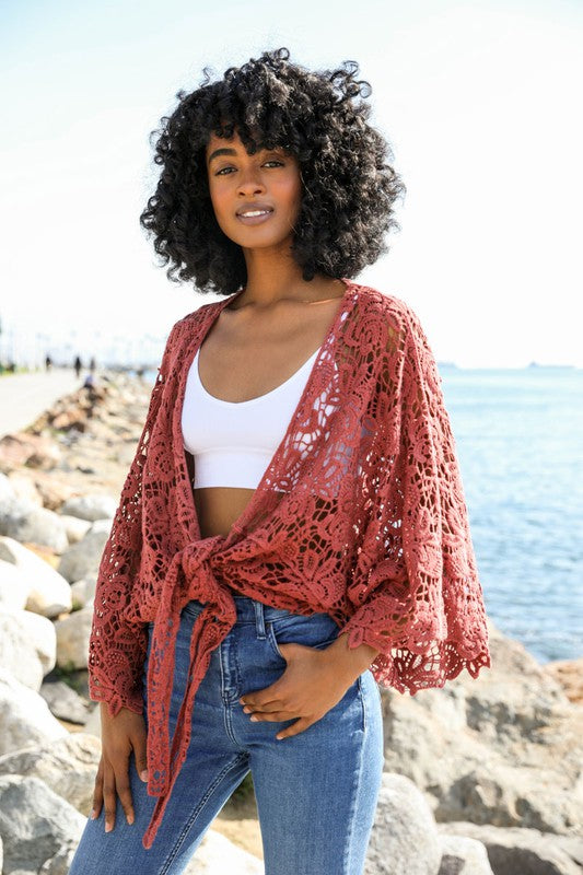 Crochet Floral Petal Kimono Wrap - Tigbul's Variety Fashion Shop