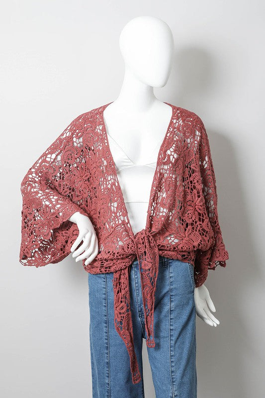 Crochet Floral Petal Kimono Wrap - Tigbul's Variety Fashion Shop