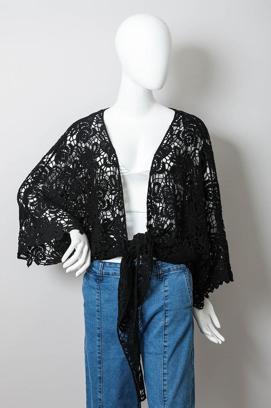 Crochet Floral Petal Kimono Wrap - Tigbul's Variety Fashion Shop