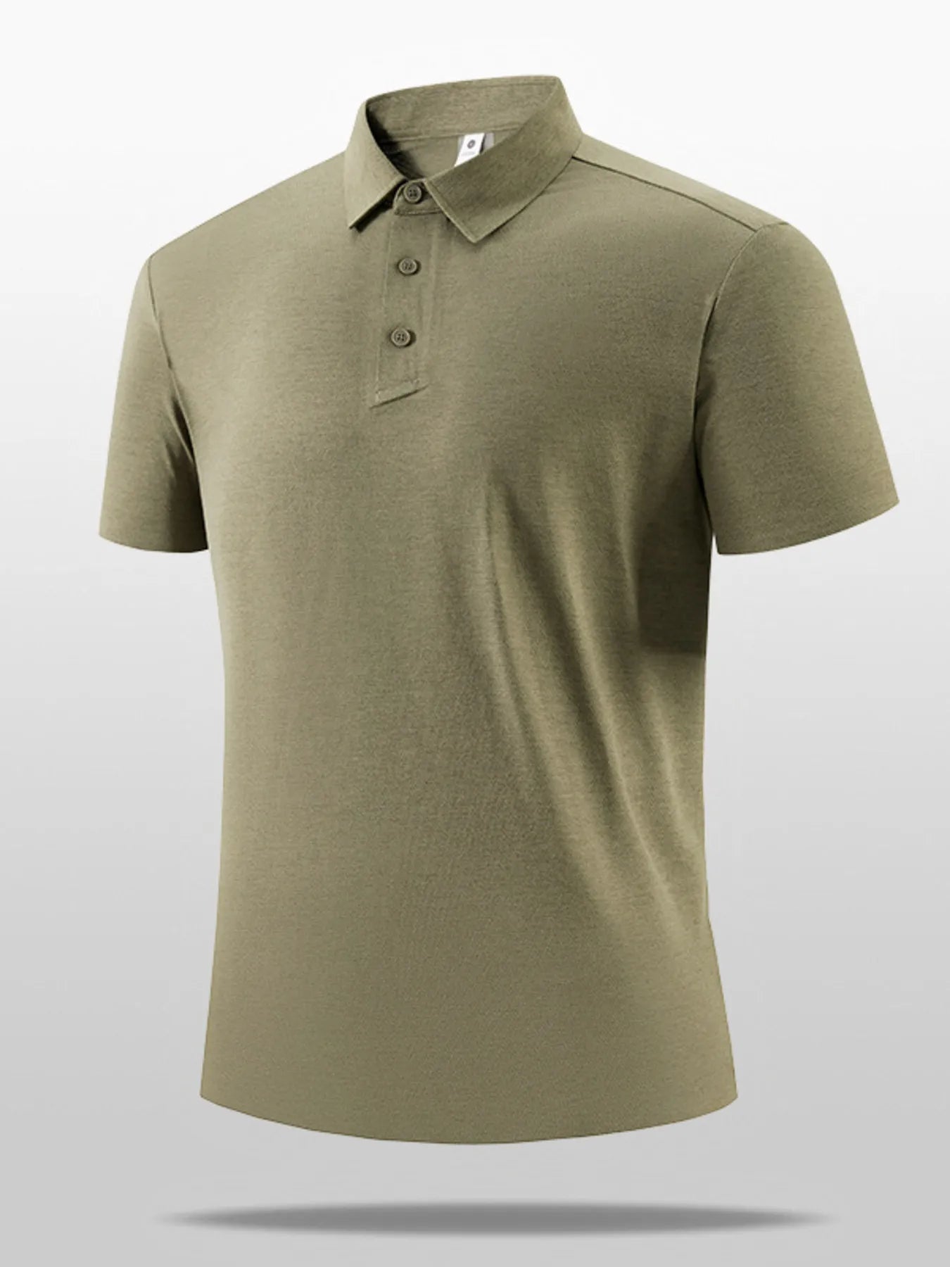 Men's XL polo shirt, moss green knit, buttoned collar with short sleeves