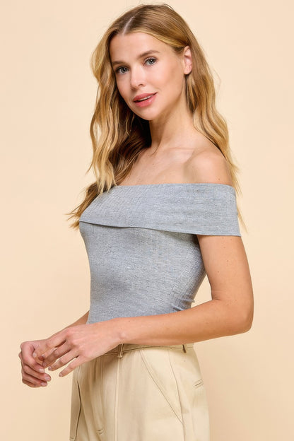 Off Shoulder Ribbed Top - Tigbul's Variety Fashion Shop