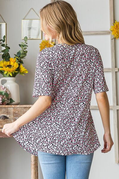 Short Sleeve Crisscross Animal Babydoll Top - Tigbul's Variety Fashion Shop