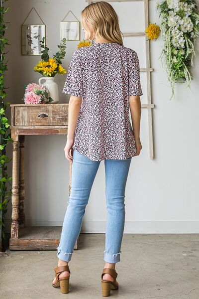 Short Sleeve Crisscross Animal Babydoll Top - Tigbul's Variety Fashion Shop