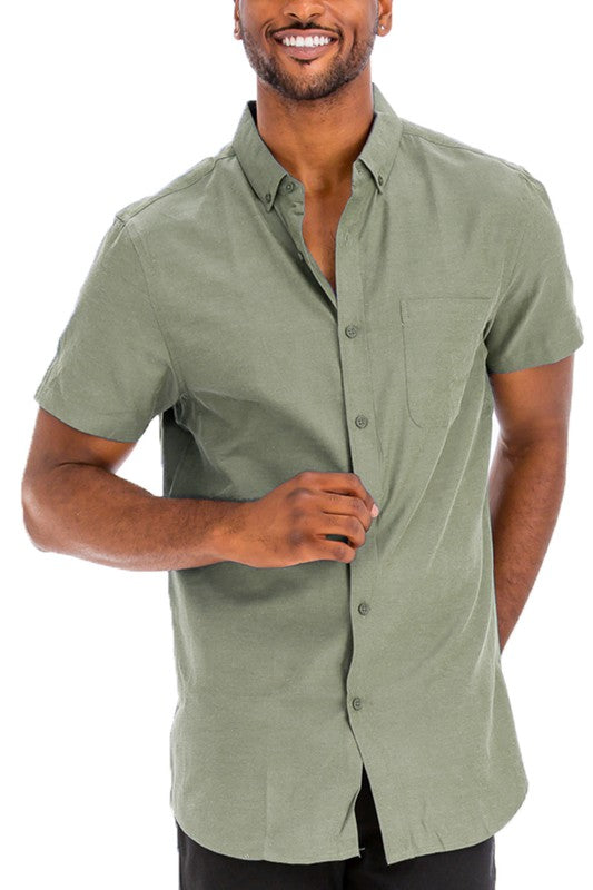 Weiv Men's Casual Short Sleeve Solid Shirts - Tigbul's Variety Fashion Shop
