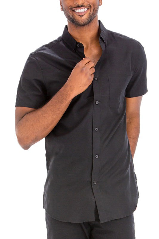 Weiv Men's Casual Short Sleeve Solid Shirts - Tigbul's Variety Fashion Shop
