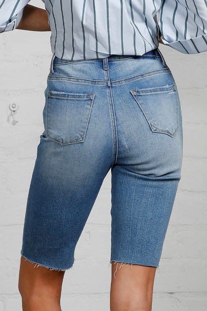 High Rise Denim Bike Shorts - Tigbul's Variety Fashion Shop