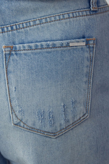 High Rise Ripped Bermuda Denim Shorts - Tigbul's Variety Fashion Shop