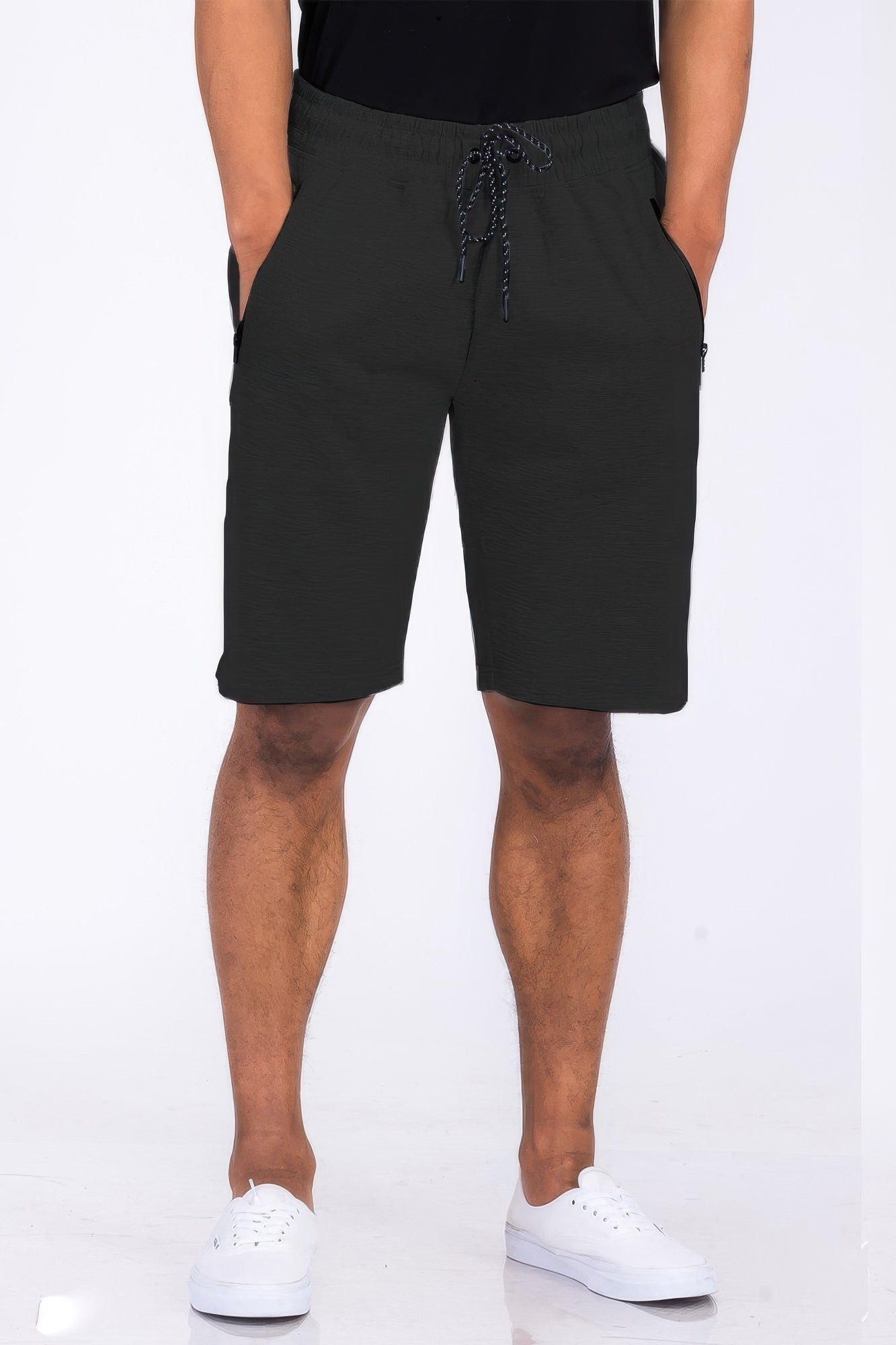 Charcoal cotton blend lounge sweat shorts with elastic waist and black drawstring