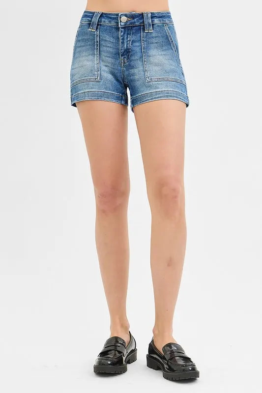 RISEN Low Rise Patched Pocket Shorts - Tigbul's Variety Fashion Shop