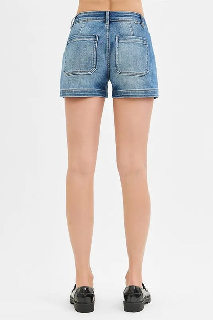 RISEN Low Rise Patched Pocket Shorts - Tigbul's Variety Fashion Shop