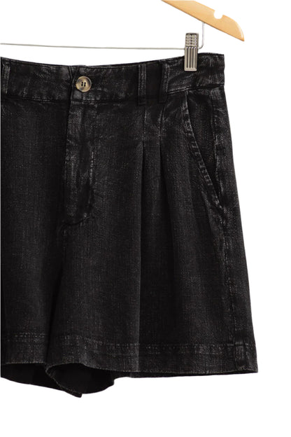 Size Medium Black High Waist Pleated Linen Shorts - Tigbul's Variety Fashion Shop