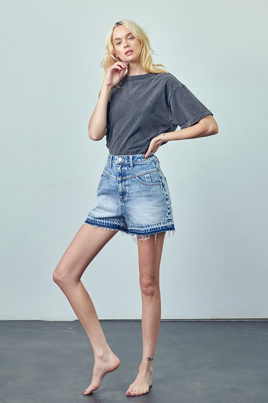 Super High Rise Released Hem Denim Shorts - Tigbul's Variety Fashion Shop