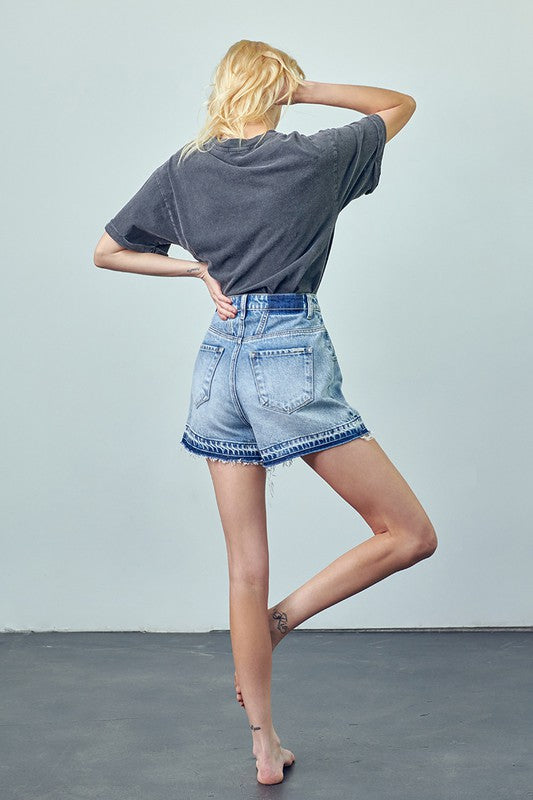 Super High Rise Released Hem Denim Shorts - Tigbul's Variety Fashion Shop