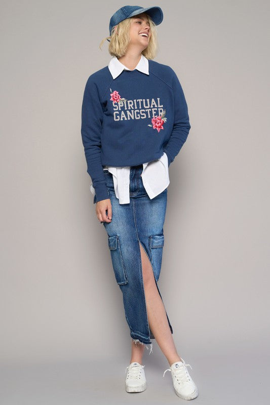 Dark Wash Cargo Pocket Long Denim Skirt - Tigbul's Variety Fashion Shop