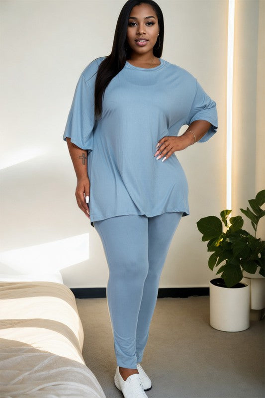 Plus Size Oversize shirt & Leggings Lounge Set - Tigbul's Variety Fashion Shop