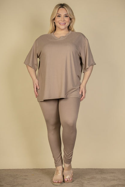 Plus Size Oversize shirt & Leggings Lounge Set - Tigbul's Variety Fashion Shop
