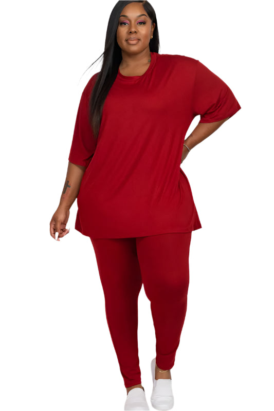 Plus Size Oversize shirt & Leggings Lounge Set - Tigbul's Variety Fashion Shop