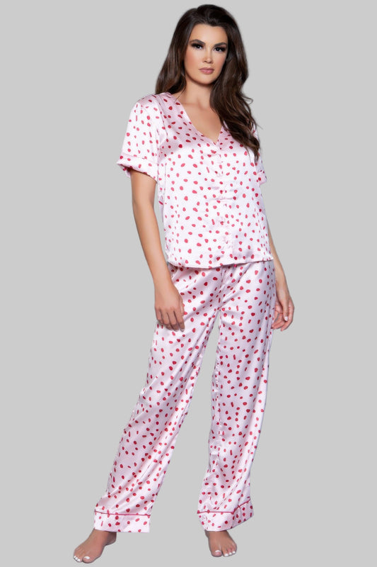 Women's Pink and Red PJ Set - Tigbul's Variety Fashion Shop