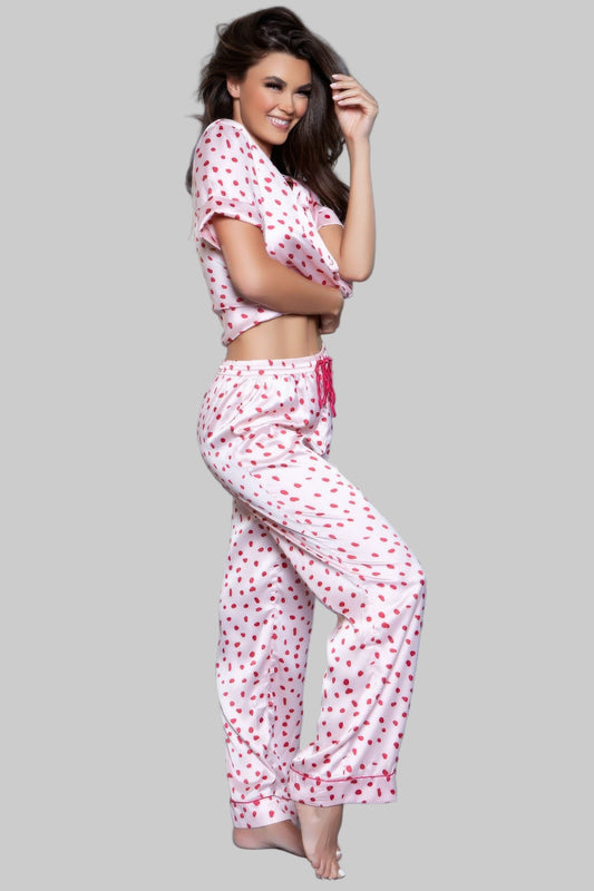 Women's Pink and Red PJ Set - Tigbul's Variety Fashion Shop