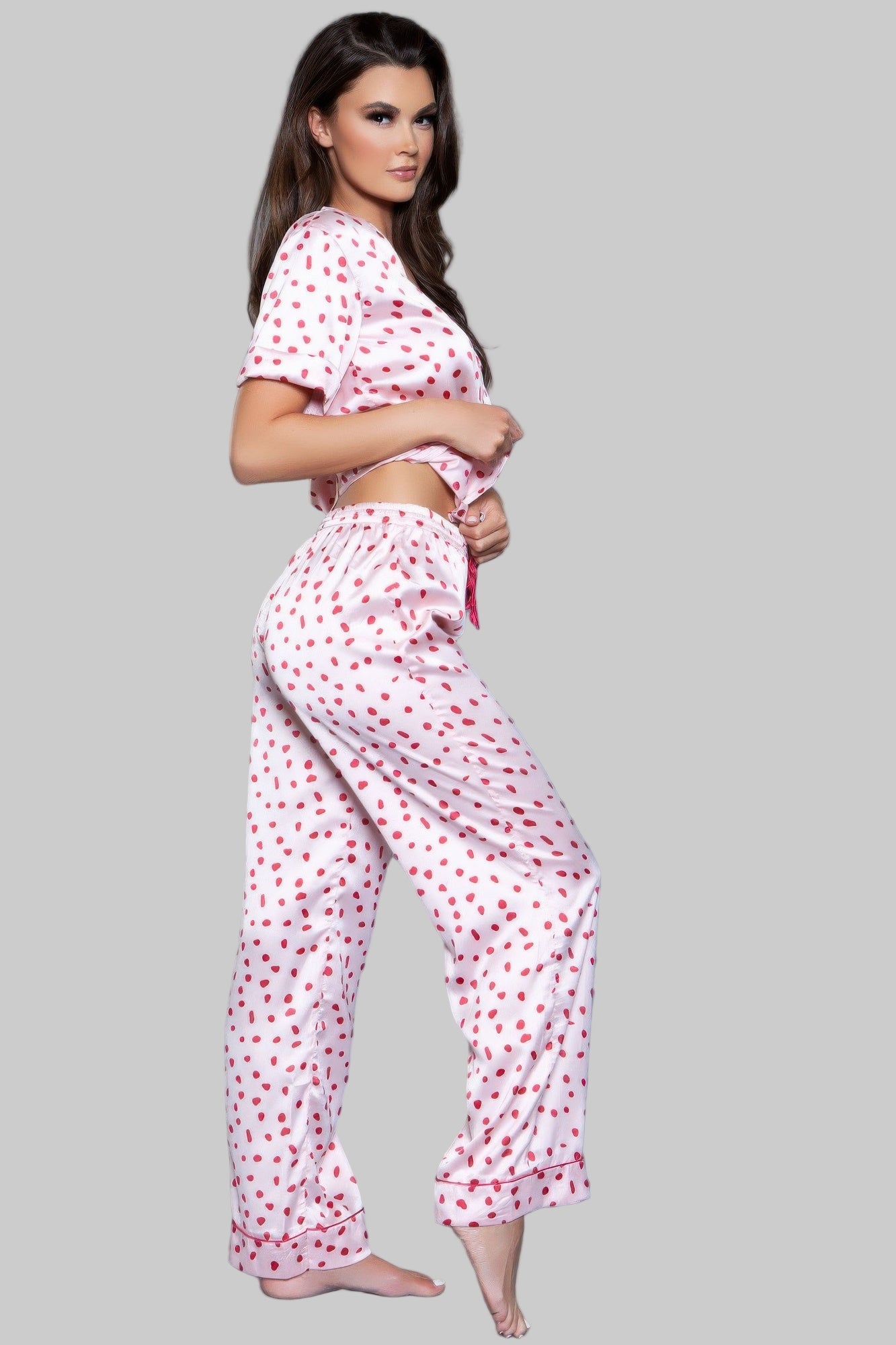 Women's Pink and Red PJ Set - Tigbul's Variety Fashion Shop
