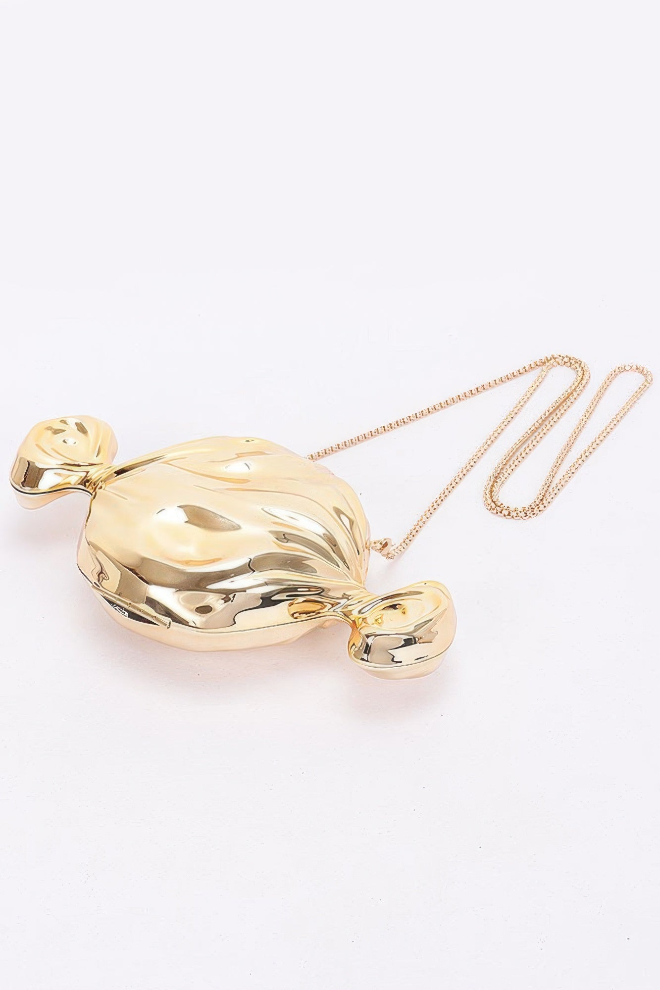 Gold acrylic fish-shaped bag with chain strap and small top clasp