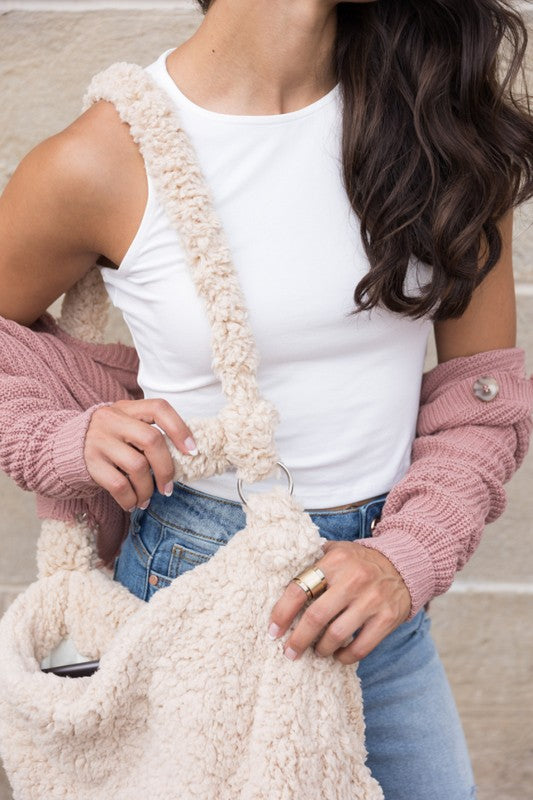 Boucle Sherpa Messenger Bag - Tigbul's Variety Fashion Shop