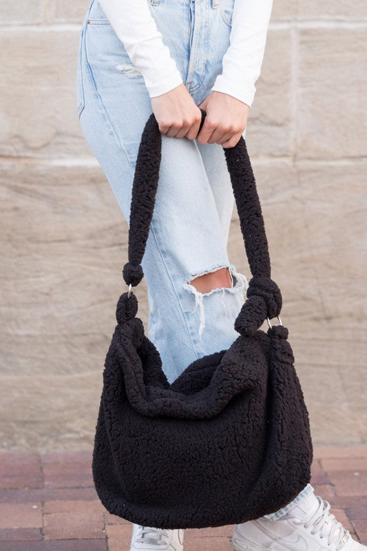 Boucle Sherpa Messenger Bag - Tigbul's Variety Fashion Shop