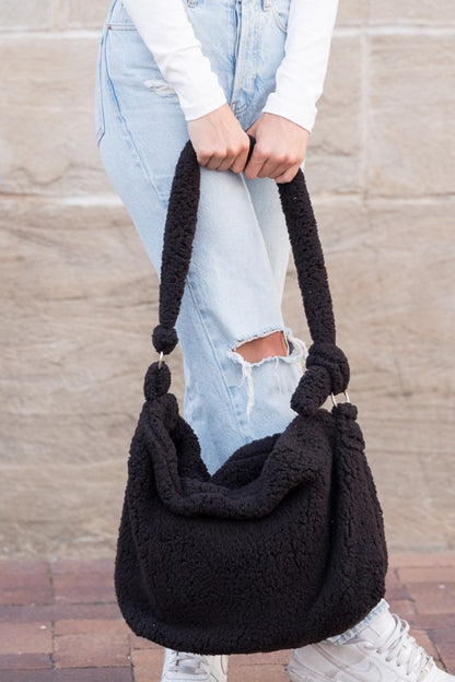 Boucle Sherpa Messenger Bag - Tigbul's Variety Fashion Shop