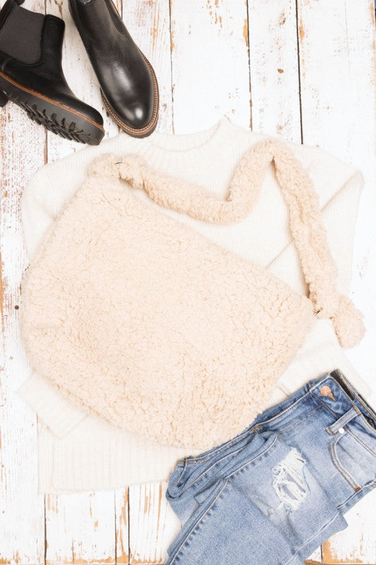 Boucle Sherpa Messenger Bag - Tigbul's Variety Fashion Shop